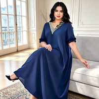 Robe longue élégante pour femmes grandes tailles, respirante, en dentelle, à fleurs, col en V, manches courtes, coupe décontractée, pour le bureau