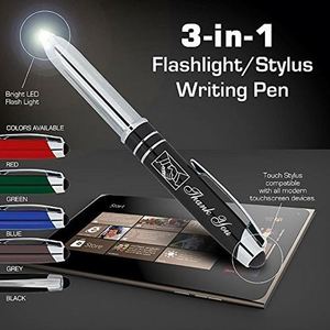 ปากกาลูกลื่นโลหะ 3 in 1 แบบกำหนดเอง พร้อมไฟฉาย LED หัวปากกาสไตลัส ปากกาอเนกประสงค์แบบ Capacitive ขนาด 1.0 มม. หมึกสีดำ สำหรับพยาบาล - Product Image 4