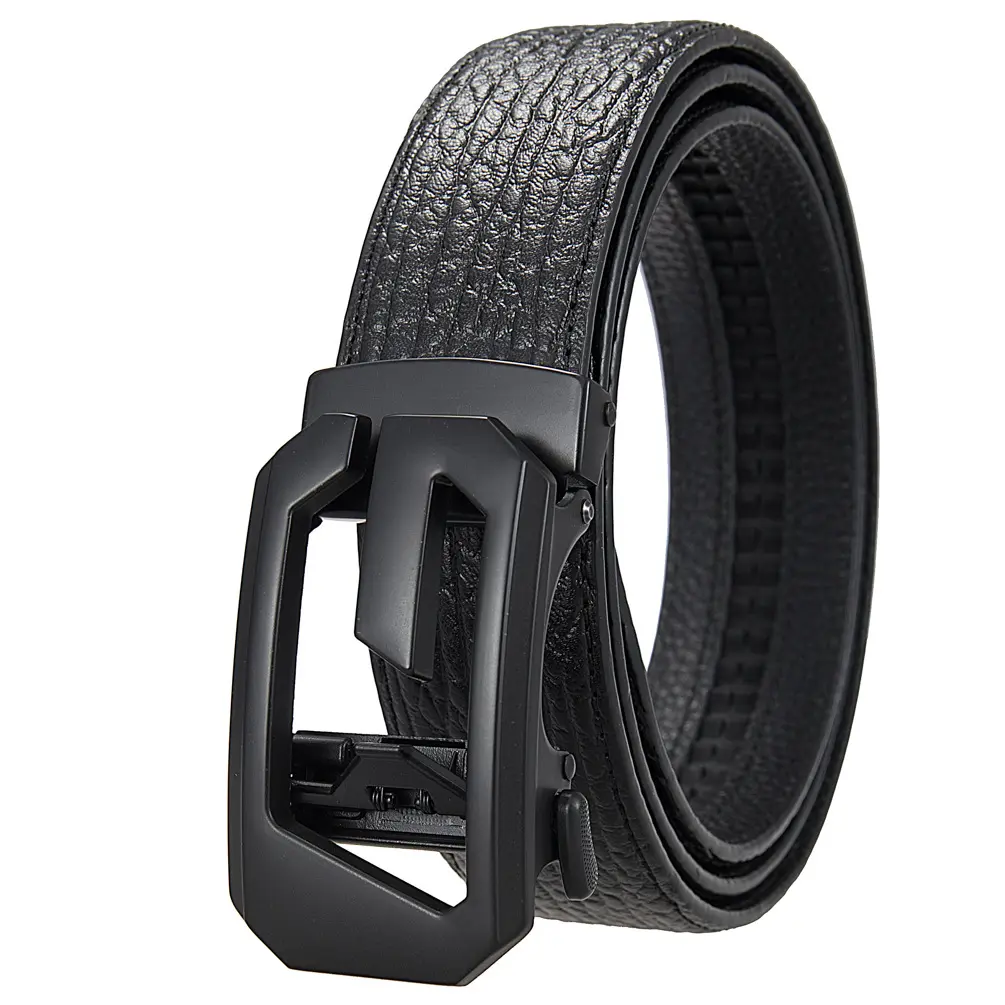 Ceinture décontractée réglable à boucle automatique pour hommes d'affaires de luxe à la mode avec ceintures en cuir véritable