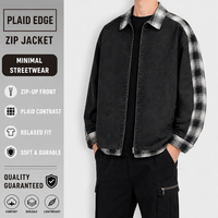 Blouson Bomber Homme Hiver Réversible Double Face Respirant Écologique avec Fermeture Éclair ODM MASILOU 100% Coton Noir Lavé sur le Devant