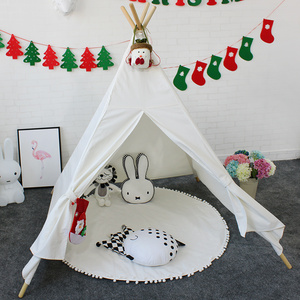 Cuatro polos niños Indio jugar interior <span class=keywords><strong>tienda</strong></span> <span class=keywords><strong>tipi</strong></span> Casa de algodón de la lona Camping para Navidad - Product Image 2