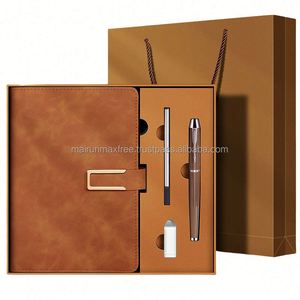 Luxury A5 PU Notebook Planner Custom Logo Corporate Gift Set Stainless Steel Thermos <b>Cup</b> Pen Silk Screen Printed Office Business - Product Image 6