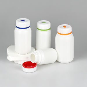ขวดพลาสติก HDPE ขนาด 100 มล. 150 มล. 200 มล. 250 มล. พร้อมฝาปิดวงแหวนหลากสี - Product Image 1
