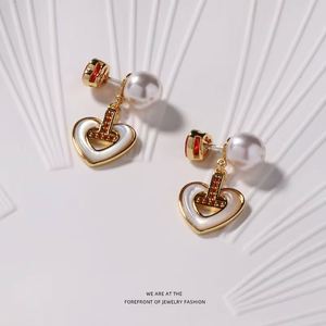 Conjunto de Collar y Pendientes Versátiles de Alta Gama para Mujer, Chapado en Oro, con Corazón, Perla, Cadena de Espina de Serpiente, para Aniversarios, Día de la Madre, con Circonita - Product Image 3