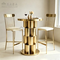 Table de bar ronde en acier inoxydable avec base cylindrique, table haute pour cocktails, idéale pour la maison, les clubs, les hôtels, les halls d'entrée, table haute pour événements, mobilier