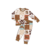 Set pakaian dua potong untuk anak-anak, kardigan lengan panjang bahan bambu, Set celana panjang Monster bersirkulasi udara, Set pakaian bayi baru lahir netral