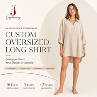Chemisier en lin pour femme personnalisé par Joydressing Factory, style décontracté uni, coupe ample, épaules tombantes, manches retroussables, boutons, OEM ODM
