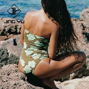 OEM Custom Hawaiian Double-sided Printed Hollow-out Strappy Swimsuit High Quality Nylon One-Piece Swimwear - Product Image 2