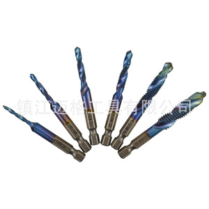Hexagonal Shank Spiral Composite Tap M3 M4 M5 M6 M8 M10 HSS Cobalt Plated Blue Coating Drilling Tapping Chamfering Integrated - Product Image 2