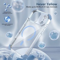 Coque de téléphone transparente magnétique antichoc Senyork Crystal Clear à quatre coins pour iPhone 17 Air 16 15 Plus 14 13 12 Pro Max