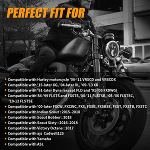 Phare de moto LED de 5-3/4 5,75 pouces compatible avec Harley Davidson Sportster Iron 883 1200 Dyna Street <span class=keywords><strong>Bob</strong></span> Low Rider - Product Image 6