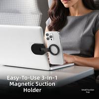 3 en 1 360 °   Support de téléphone magnétique multifonctionnel réglable et rotatif avec ventouse et crochet pour voiture, salle de sport, cuisine, bureau, miroir
