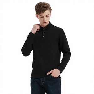 T-shirt en jersey de coton respirant 300g haut de gamme pour homme, col uni à manches longues, version femme en coton épaissi de haute qualité - Product Image 3
