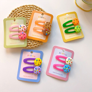 2024 nouveaux enfants Fluorescent Cookie pinces à cheveux frange pince à cheveux doux mignon épingle à cheveux bébé filles coeur BB pince accesorios para ninas - Product Image 1