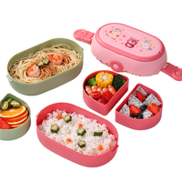 Boîte à lunch en plastique en gros à 3 compartiments et double couche pour enfants