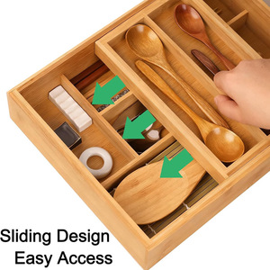 Bamboo Cutlery <b>Storage</b> <b>Box</b> Rectangular Drawer Organizer Eco-Friendly <b>Kitchen</b> Organization Bin 45L Capacity - Product Image 2