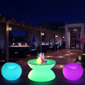 LED <strong>bar</strong> Dining Table Decorative Hourglass Shaped Patio Table Portable Courtyard <strong>Outside</strong> Coffee Tables Feature with Waterproof - Product Image 1