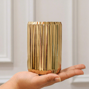 Florero de Metal Acanalado Dorado, Maceta Decorativa para Decoración del Hogar, Centro de Mesa para Sala de Estar, Oficina, Dormitorio, Regalo - Product Image 4