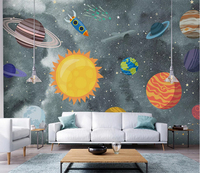 Papier peint pour enfants, dessin animé, espace extérieur, 3D, papier peint autocollant pour la maison, panneaux muraux pour chambre d'enfant, décoration murale pour maternelle