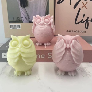Molde de silicona 3D de búho para velas, divertidos animales de dibujos animados para adornos de resina DIY y velas aromáticas, herramientas para pasteles - Product Image 2