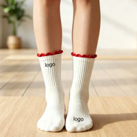 Chaussettes de sport respirantes en coton peigné pour femme, avec logo personnalisé, design à revers, idéales pour le yoga et le Pilates, collection automne