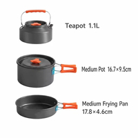 Ensemble de 3 ustensiles de cuisine de camping en plein air, poêle antiadhésive en aluminium, bouilloire, ensemble de cuisine pour la randonnée et le pique-nique, OEM personnalisé, portable