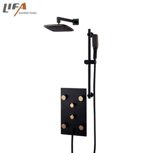 New design multifunctional spa massage concealed wall mounted black shower panel