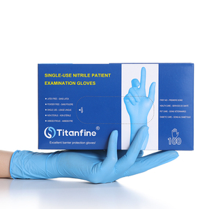 Guantes de <span class=keywords><strong>examen</strong></span> de nitrilo azul desechables sin polvo de látex Guantes de laboratorio médico microtáctiles - Product Image 1
