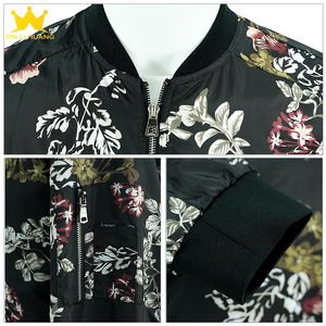 Giacca Bomber da Uomo con Stampa Floreale, Colletto Alto, Chiusura a Zip, Leggera Antivento, Casual, Motivo Floreale <span class=keywords><strong>Nero</strong></span>, Stile Baseball - Product Image 5