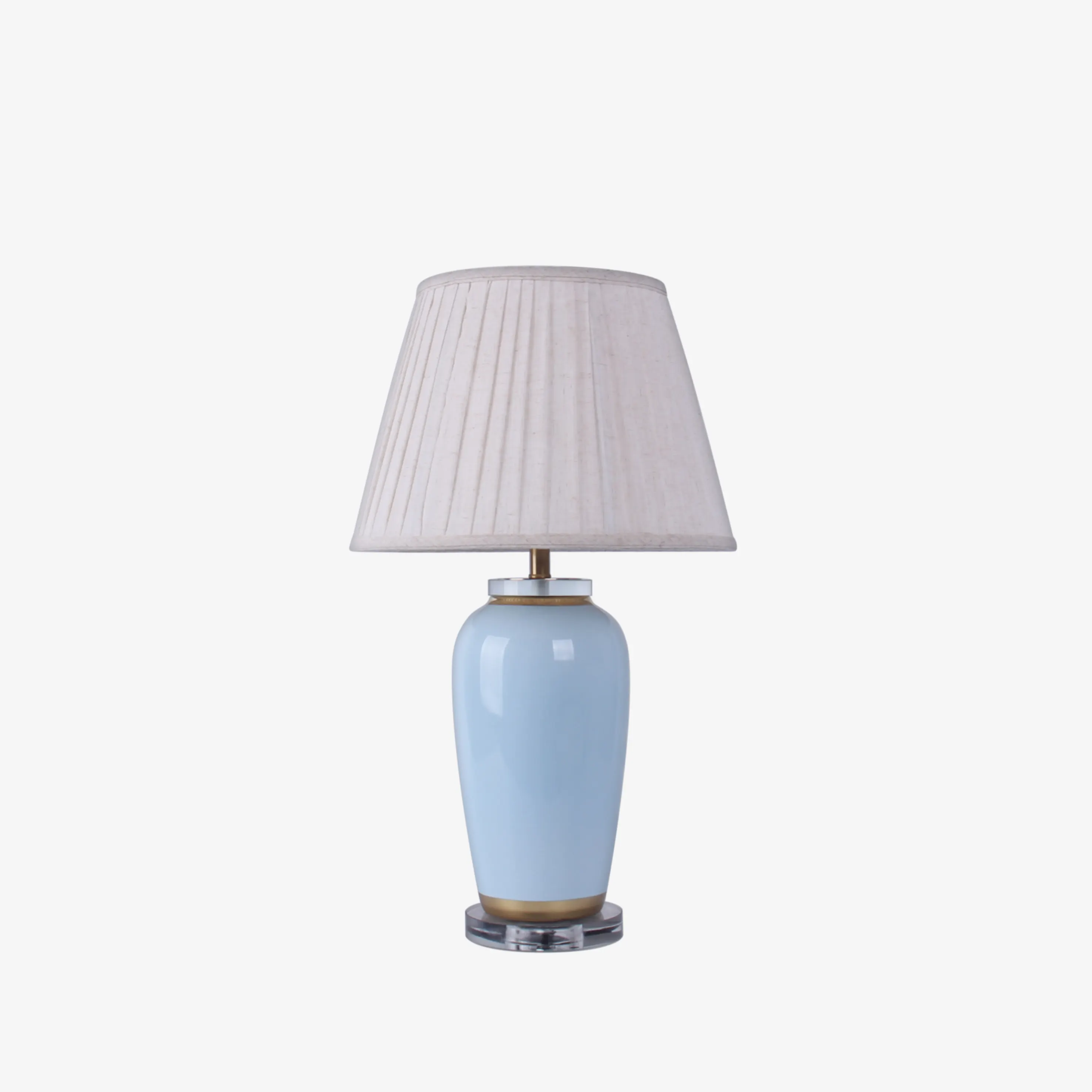 New Chinese simple design pure blue glass crystal base ceramic desk lamp living room desk office