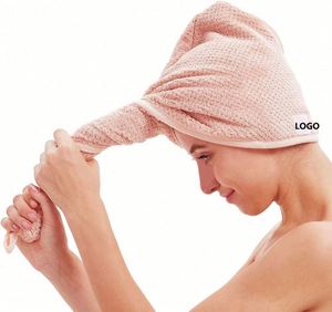 Serviette pour femme avec logo personnalisé, serviette en microfibre super absorbante à séchage rapide, foulard pour cheveux avec design à boutons - Product Image 1
