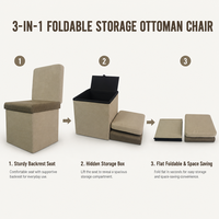 Chaise Ottoman Pliante Moderne avec Dossier en Tissu à Carreaux, Tabouret Pliant d'Entrée, Repose-Pieds pour Salon et Maison