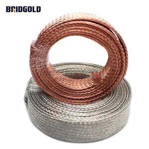 Flat Woven Copper Cables For Bare Tin Nickel Silver Plated Flexible Copper Braided Wire