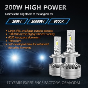 Bombilla LED para Faros Delanteros Miaodisheng T100, Luz Alta y Baja, Alta Potencia 200W 20000LM 6000K H4, IP68 Universal - Product Image 2