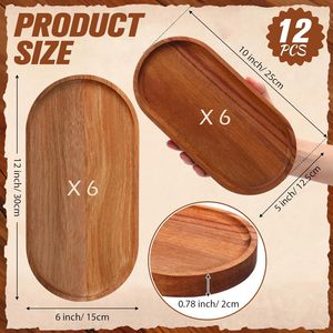Wooden oval plate, Japanese style solid wood <b>tray</b>, <b>tea</b> <b>tray</b>, acacia wood dessert plate, coffee simple wooden plate - Product Image 5