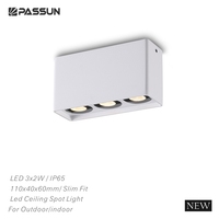 Plafonnier LED 6W IP65 à montage en surface, 3 têtes, fin et noir, pour balcon, porche, hôtel, couloir