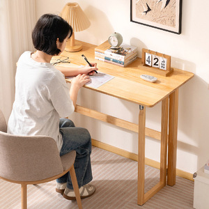 No installation required. Solid wood folding table, simple and multifunctional computer desk, small desk for home, dormitory, - Product Image 1