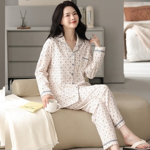Pyjama d'<span class=keywords><strong>hiver</strong></span> épais pour femme, col rabattu, manches longues, en coton laitier, vêtements de détente, jusqu'à 4XL, tenue de nuit douce pour la maison - Product Image 2