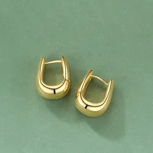 Hoge Kwaliteit 18K Vergulde Messing Sieraden U Vorm Goud Kleur Leuke Geometrische Kleine Cirkel Voor Vrouwen Gift Hoops oorbellen E191114