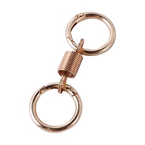 Zinc Alloy Versatile Keychain <b>Spring</b> Double-Ring Portable Belt <b>Clip</b> Upscale Bag Charm Electric Bike - Product Image 1