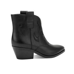 Bottes de cowboy Chelsea en similicuir noir pour <span class=keywords><strong>femme</strong></span> avec <span class=keywords><strong>talon</strong></span> bas et fermeture à glissière latérale confort automne/hiver - Product Image 3