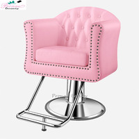 Mobilier de salon moderne Chaise de barbier rose Base en acier inoxydable Chaises de salon uniques