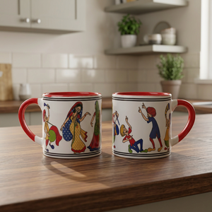 Classic Ceramic Coffee Mugs Floral Pattern Blue White Heat Resistant Party <b>Tea</b> Drinking <b>Set</b> - Product Image 2