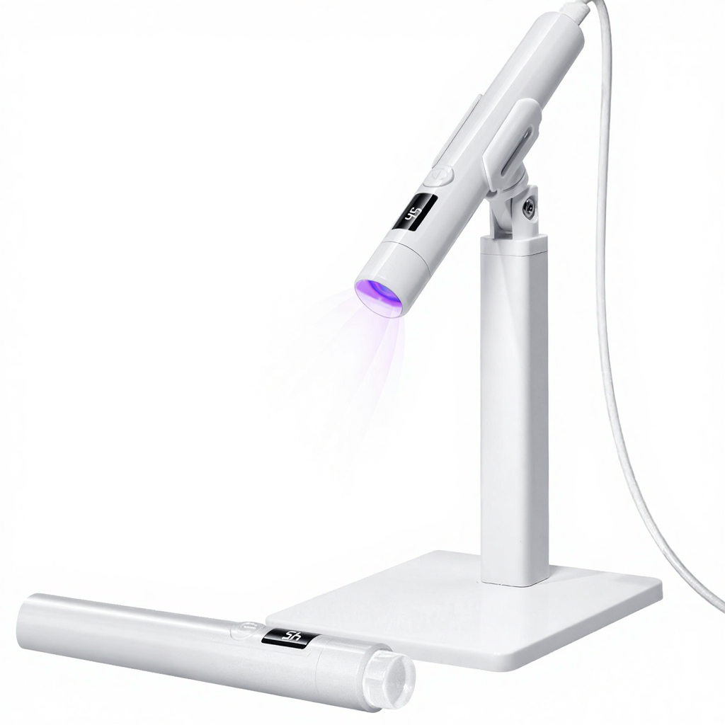 New Handheld Portable LED Nail Art UV Lamp with 360-Degree Rotating Timer Condenser Lens & Bracket Set