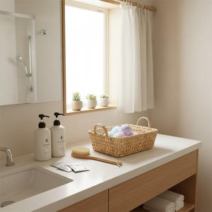 Panier de rangement rectangulaire en jacinthe d'eau Bobai avec poignée pour le pain, les fruits, l'organisation de la cuisine, grand et moyen format - Product Image 4