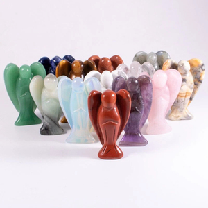 Figurine d'ange en cristal naturel sculptée à la main, statue d'ange en pierre précieuse, décoration d'ange de poche en cristal de guérison, vente en gros - Product Image 2