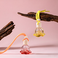 Botol Aromaterapi Mobil Kosong 10ml, Botol Parfum Kaca Isi Ulang Motif Bunga Mawar, Liontin Gantung Pengharum Udara Mobil