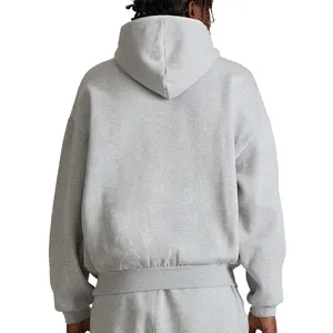 Haute qualité col montant hommes pull blanc sweats à capuche surdimensionné goutte épaule polaire coton goutte épaule à capuche Logo personnalisé