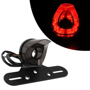 Motorcycle LED Taillight For Harley Cafe Racer Rear Brake Stop Custom Tail Lights with License Plate Bracket
