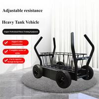 Équipement de gym commercial durable, chariot de poussée réglable avec panier de rangement pour athlètes, idéal pour le renforcement musculaire